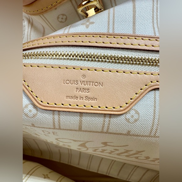 💕SOLD💕Louis Vuitton Neverfull MM Azur Beige Cursive - Picture 11 of 16